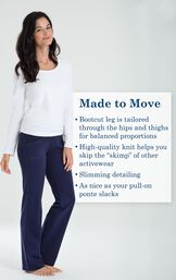 Made to Move - Bootcut leg is tailored through the hips and thighs for balanced proportions. High-quality knit helps you skip the "skimp" of other activewear. Slimming detailing. As nice as your pull-on ponte slacks. image number 1