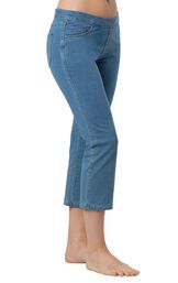 Model wearing PajamaJeans Capris - Bermuda Wash image number 0
