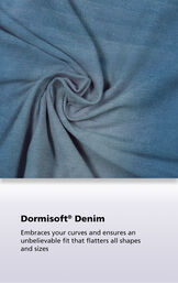 Bermuda Wash Dormisoft Denim fabric with the following copy: Embraces your curves and ensures an unbelievable fit that flatters all shapes and sizes image number 5