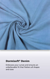 Cool Blue fabric with the following copy: Dormisoft Denim embraces your curves and ensures an unbelievable fit that flatters all shapes and sizes. image number 5
