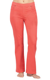 Model wearing PajamaJeans - Bootcut Coral image number 0