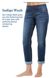 Indigo Wash with the following copy: Our Indigo Wash gives you the flattering look of a dark jean with the perfectly-placed whiskering details image number 3