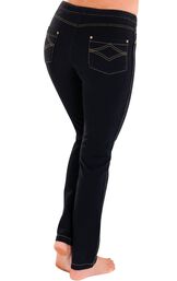 Model wearing PajamaJeans - Skinny Black, facing away from the camera image number 1