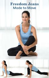 Woman doing yoga poses wearing Bootcut Freedom Jeans image number 4