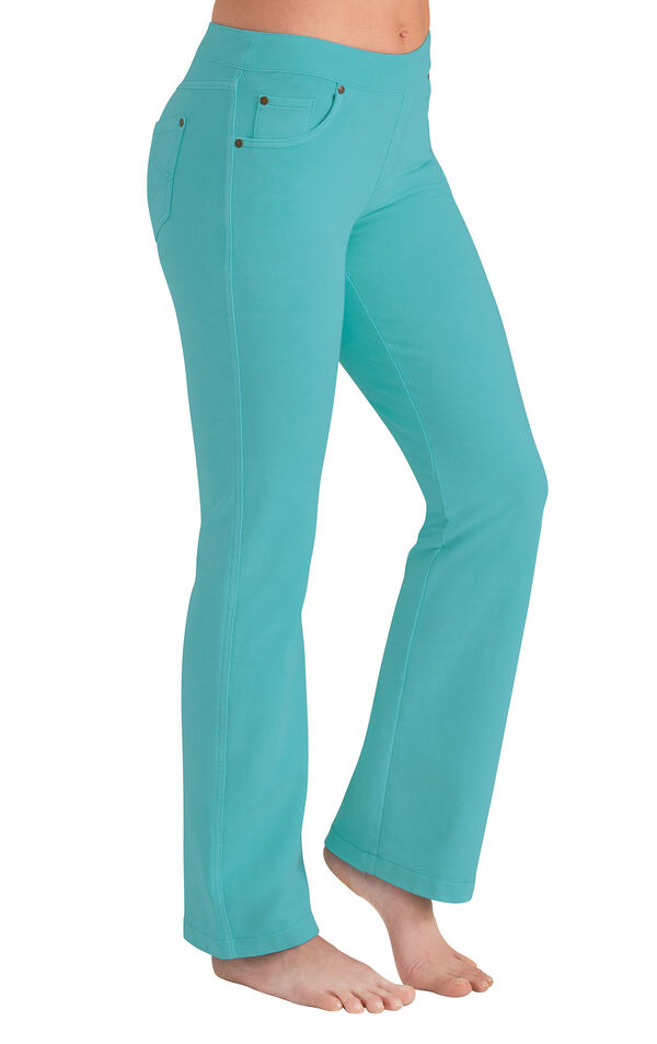 Model wearing PajamaJeans - Bootcut Aqua image number 2