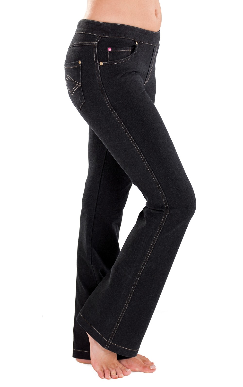 PajamaJeans Womens Petite Bootcut Stretch Knit Denim Jeans
